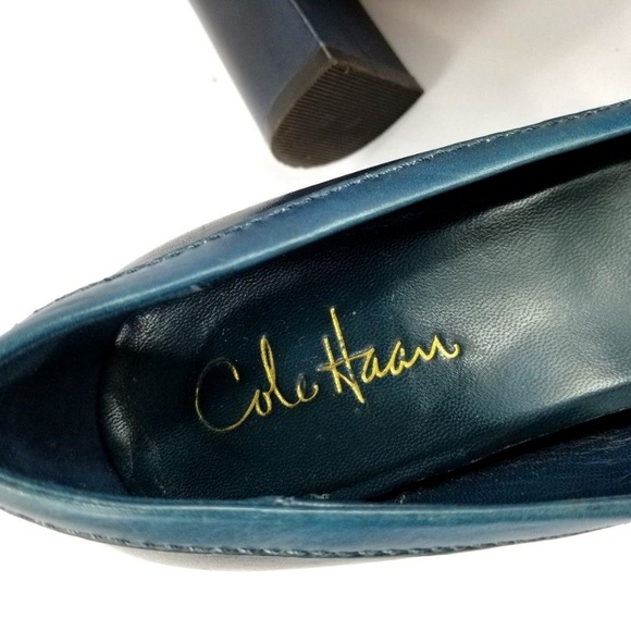 Cole Haan Heel Pumps Black/Blue Leather Size 8.5B - Picture 4 of 5